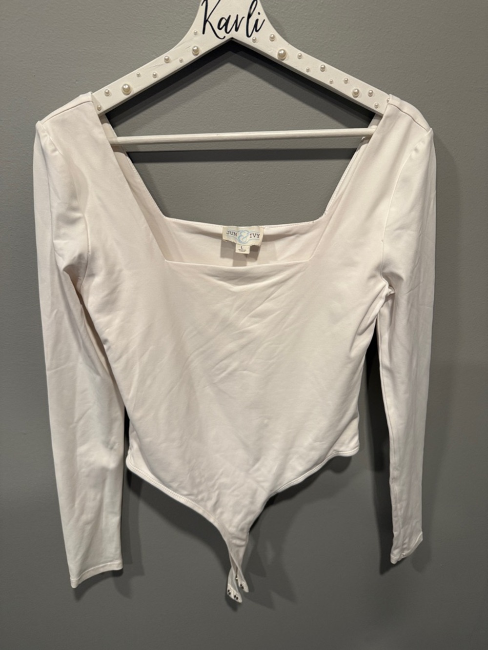 White Long-Sleeve Square Neck Bodysuit